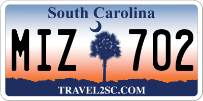 SC license plate MIZ702
