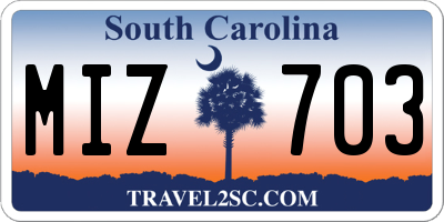 SC license plate MIZ703