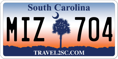 SC license plate MIZ704