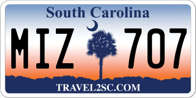 SC license plate MIZ707
