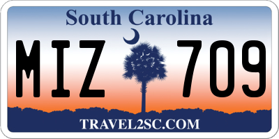 SC license plate MIZ709