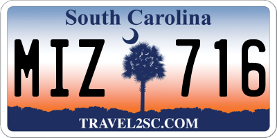 SC license plate MIZ716