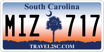 SC license plate MIZ717