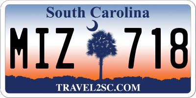 SC license plate MIZ718