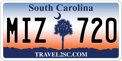 SC license plate MIZ720