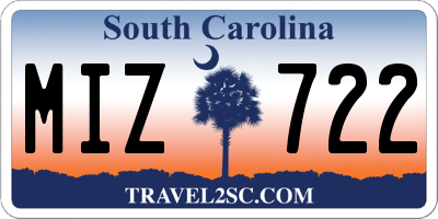 SC license plate MIZ722
