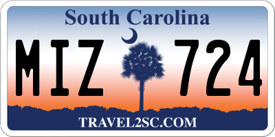 SC license plate MIZ724