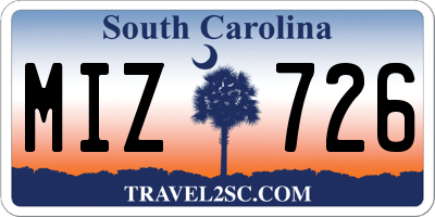 SC license plate MIZ726