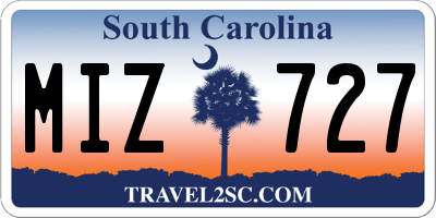 SC license plate MIZ727