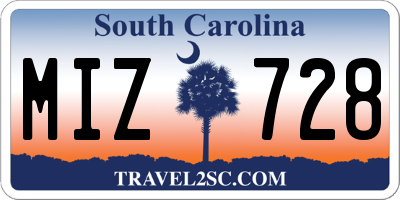 SC license plate MIZ728