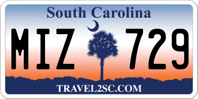 SC license plate MIZ729