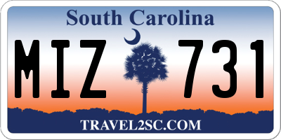 SC license plate MIZ731
