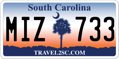 SC license plate MIZ733