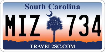 SC license plate MIZ734