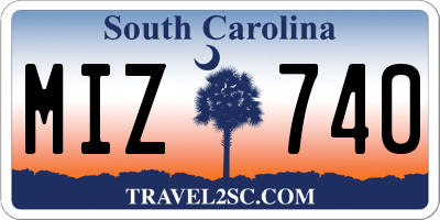 SC license plate MIZ740