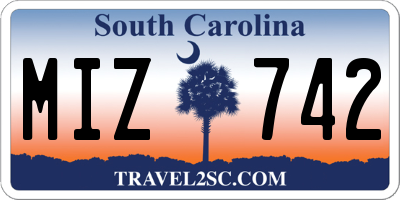 SC license plate MIZ742