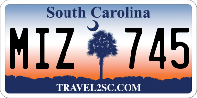 SC license plate MIZ745