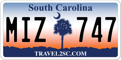 SC license plate MIZ747