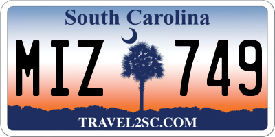 SC license plate MIZ749