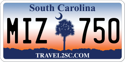 SC license plate MIZ750