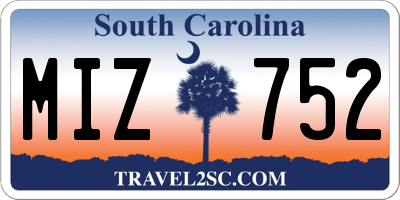 SC license plate MIZ752