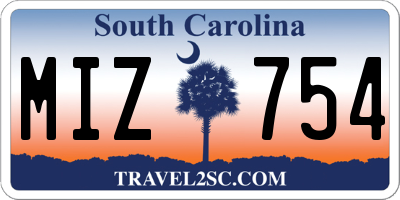 SC license plate MIZ754