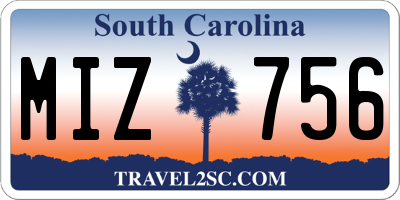 SC license plate MIZ756