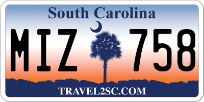 SC license plate MIZ758