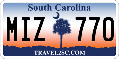 SC license plate MIZ770