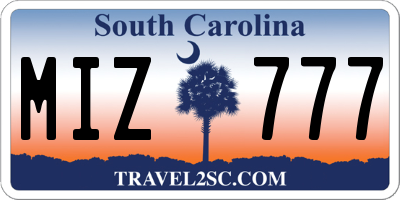 SC license plate MIZ777