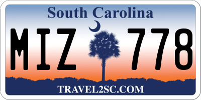 SC license plate MIZ778