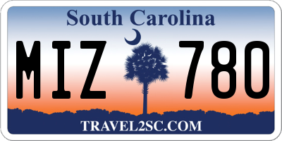 SC license plate MIZ780