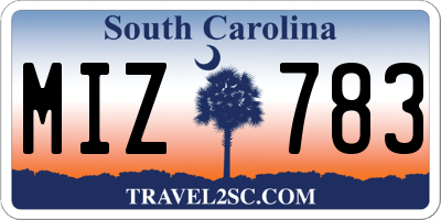 SC license plate MIZ783