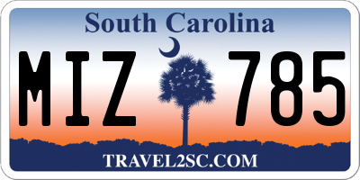 SC license plate MIZ785