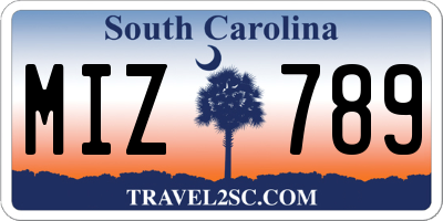 SC license plate MIZ789