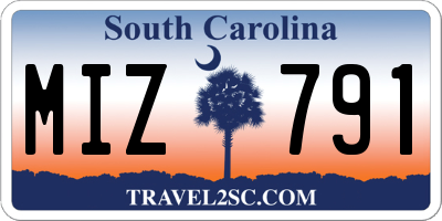 SC license plate MIZ791