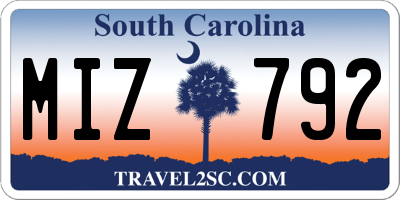 SC license plate MIZ792