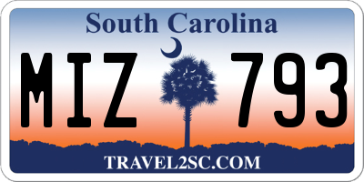 SC license plate MIZ793