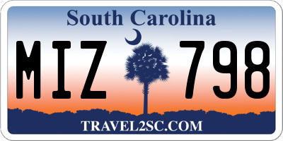 SC license plate MIZ798