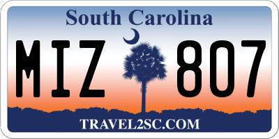 SC license plate MIZ807