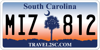 SC license plate MIZ812