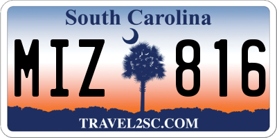 SC license plate MIZ816