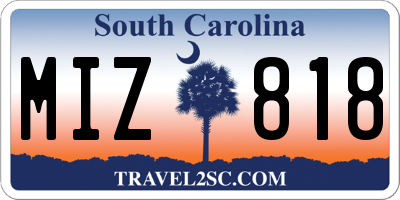 SC license plate MIZ818