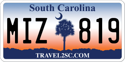 SC license plate MIZ819
