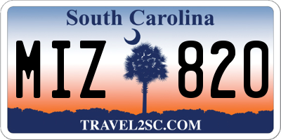 SC license plate MIZ820