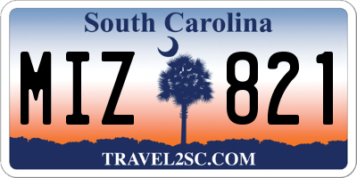 SC license plate MIZ821