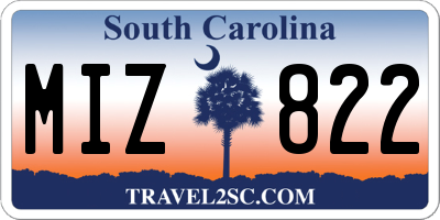 SC license plate MIZ822