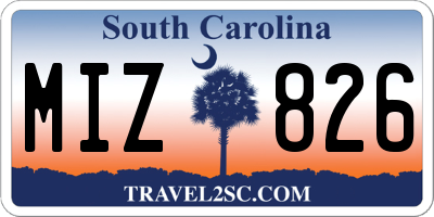 SC license plate MIZ826