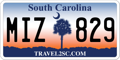 SC license plate MIZ829