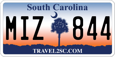 SC license plate MIZ844